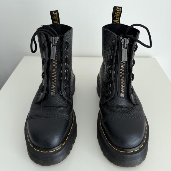 Dr. Martens Sinclair Boots Womens 9 Black Platform Zip Combat Pebbled Leather - Picture 4 of 11